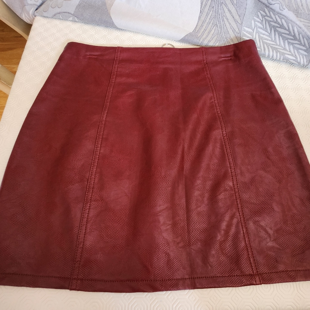 Shinestar Burgandy Pleather Mini Skirt